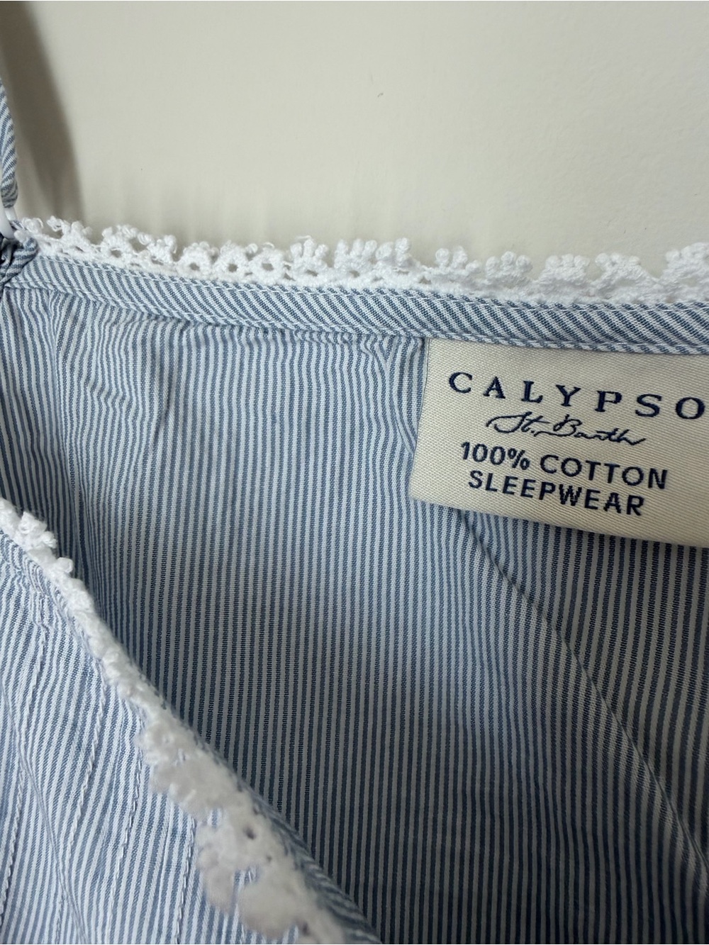 Calypso St. Barth Blue cotton white Lace-Trim Cami & Short Pajama Set - Picture 4 of 7